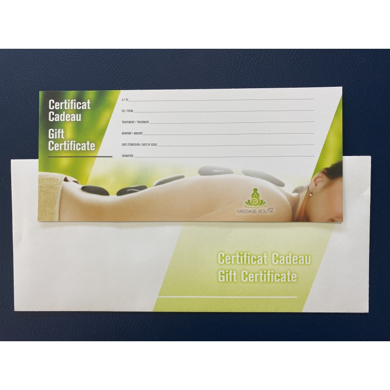 Gift Certificate - pack of 10  Shop by category - Massage Boutik Products