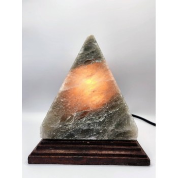 Lampe en Critaux de sel de l'Himalaya - pyramide grise  - 1