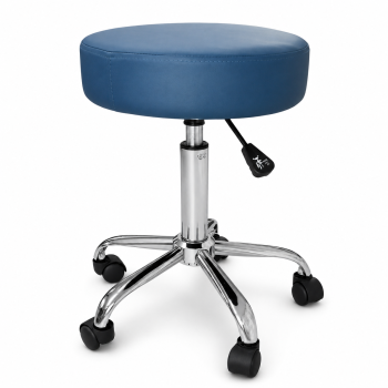 Adjustable Professional Round Stool with Chrome Base - Steel blue  Massage Equipment